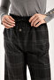 Anthracite Plaid Pants with Elastic Waist - 4
