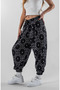 Women's Black Pleated Jacquard Shalwar Trousers - 4