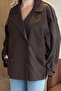 Brown Double Breasted Short Trench Coat - 7537 - 5
