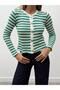 Women's Gold Button Knitwear Green Cardigan - 3