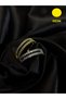 Double Row Women's Ring with Stones Adjustable Gold and Silver Color Steel-Like Jewelry - 2