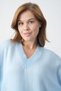 Women's Baby Blue Knitwear Fabric V-Neck Oversize Sweater 4093 - 5
