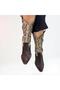Brown Suede Genuine Leather Snake Print Internal Zipper Women's Western Boots - 4