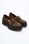 Women's Genuine Leather Light Sole Comfortable Loafer Shoes - Green Suede - 4