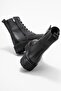 Flat Sole Long Women's Boots Black Skin Yellow - 5