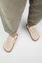 (Ecemi Platform) Women's Genuine Leather Fur Loafer Platform Beige Slippers - 7