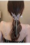 Silver Color Butterfly Stone Dangle Bun Hair Clip