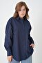 Women's Navy Blue 100% Cotton Oversize Tunic Shirt 30017 - 7