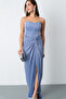 Women's Indigo Strapless Glitter Knitted Evening Dress - 3