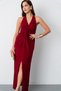 Women's Burgundy Halter Neck Knot Detail Long Dress - 3