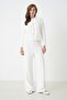 Women's Ecru Plush Fabric Knitwear Pantalon 5245 - 4