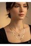Women's Italian Gold Chain Gold Sparkling Shiny Heart Combination Necklace - 3