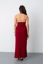 Women's Burgundy Halter Neck Knot Detail Long Dress - 6