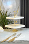 3 Piece Gold Detailed Porcelain Presentation Plate Set & Cookie Holder Cake Food Serving Set - 3