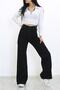 A140845 Women's Loose Non-Fading Black Super High Waist 90's Wide Leg Comfort Lycra Palazzo Jeans