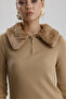 Women's Fur Collar Sweater - 4