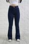 Ns-19188 Women's Flared Jean Dark Blue High Waist Denim Pants - 2