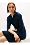 Wool Cashmere Blend Hair Knitted Half Turtleneck Long Sleeve Women Blue Dress Ww0Ww - 3