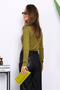 Oil Green Crew Neck Modal Blouse - 4