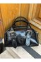 Small Size Shiny Leather Double Belt Buckle Detailed Women's Hand and Shoulder Bag