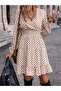 Women's Long Sleeve Double Breasted Neckline Patterned Mini Modal Dress