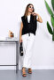 Black Front Tie Short Angora Soft Vest - 2