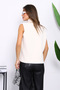 Cream Front Tie Short Angora Soft Vest - 4