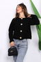 Black Thessaloniki Braided Short Knit Cardigan