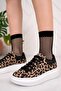 Casual Sneakers Women's Sneakers Lace-Up Leopard Black-White-Brown - 3