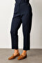 Elastic Waistband Trousers with Accessory Detail 1043-26K Navy Blue - 3