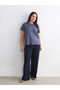 Navy Blue Women's Sweatpants with Elastic Waist - 2