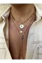 Evil Eye Beaded Elephant Detail Triple Steel Necklace Set - 2