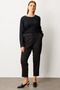 Women's Plus Size Elastic Waist Accessory Detailed Trousers 1043 Black - 2