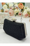 Black Color Stone Pearl Detailed Handle Women's Evening Dress Bag - 2