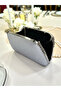 Silver Color Stone Pearl Detailed Chain Handle Women's Evening Dress Bag - 6