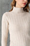 High Neck Slim Fit Bodysuit, Ribbed Knit Sweater, High Neck Slim Fit Sweater. - 6
