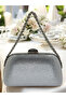 Silver Color Stone Pearl Detailed Chain Handle Women's Evening Dress Bag - 3