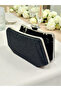 Black Color Stone Pearl Detailed Handle Women's Evening Dress Bag - 6