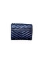 Small Stylish Bag with Quilted Chain Strap and Leather Shoulder Part, Dark Blue - 4