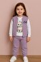 Waffle Fabric Printed Triple Girl's Set
