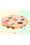 Solid wood cat bowl, ceramic bowl, fixed cat food bowl, solid wood frame - SIZE : 52 X 52 X 6.5 CM - 5