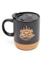 Elegant Ceramic Mug, Lotus Design With Cork Base, Hot and Cold With Lid