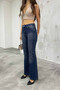 Women's Spanish Flare Dark Blue Coffee Tinted High Waist Jeans Large Plus Size - 3