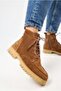 (Valentina) Women's Genuine Leather Lace-Up Tan Boots - 4
