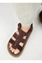 Capra Women's Genuine Leather Scarf Velcro Light Brown Sandals - 3