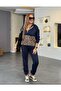 Women's long sleeve hooded leopard print viscose two-thread blouse and pants two-piece set