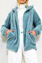 Women's Hooded Zippered Double Pocket Oversize Mint Plush Sweatshirt - 2