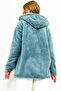 Women's Hooded Zippered Double Pocket Oversize Mint Plush Sweatshirt - 5