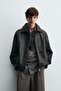 Faux Leather Bomber Men's Jacket