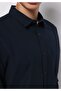 Slim Fit Shirt Neck Plaid Men's Navy Blue Long Sleeve Shirt - 4